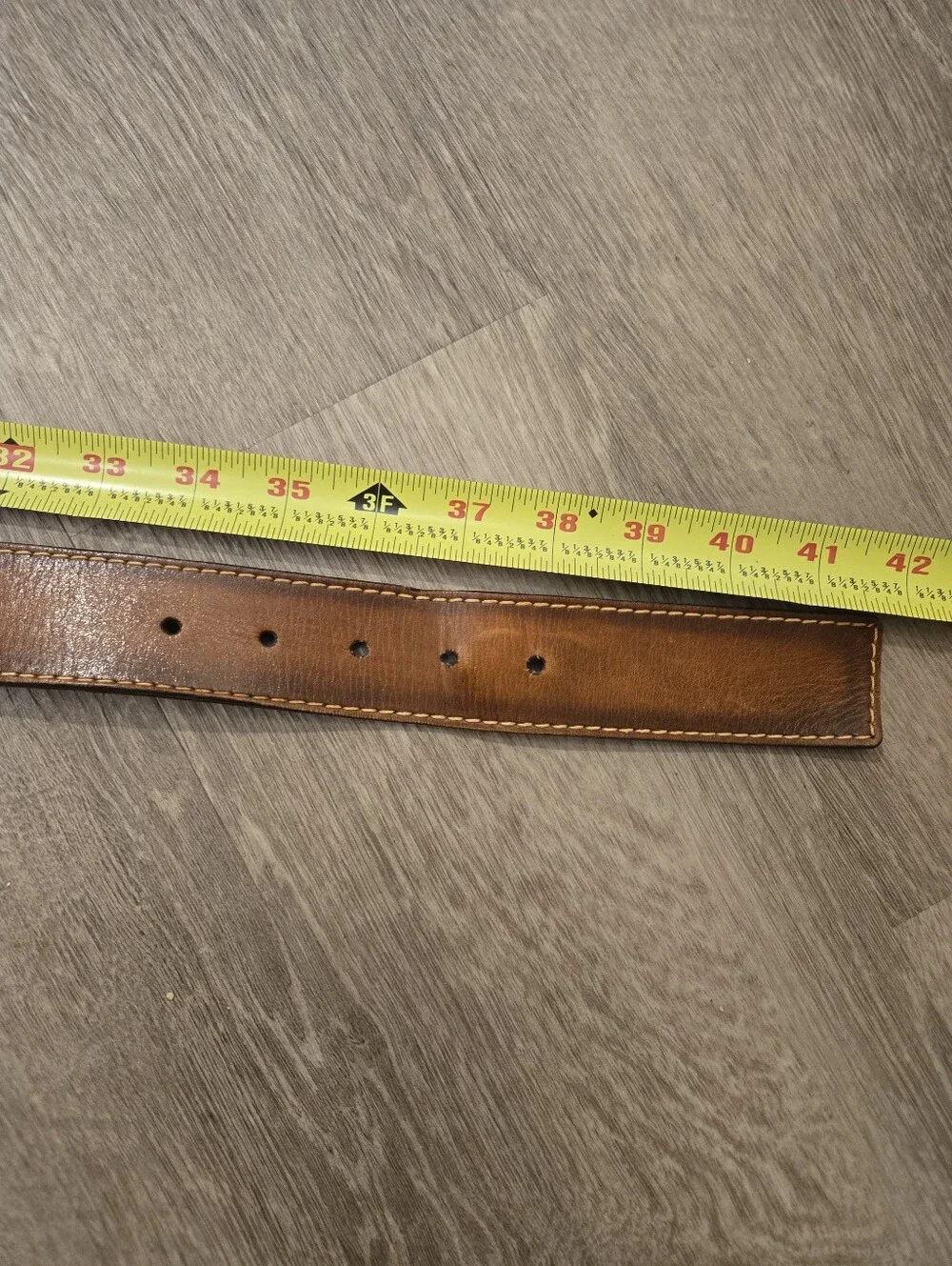 Mens Cole Haan Burnished Brown Leather Belt Grunge Rustic Size 36 Western VTG